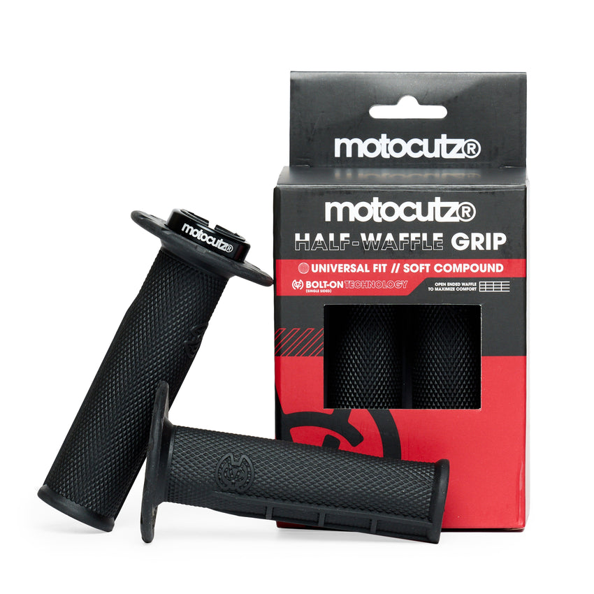 Universal Half Waffle Single Side Bolt-On Grips Black