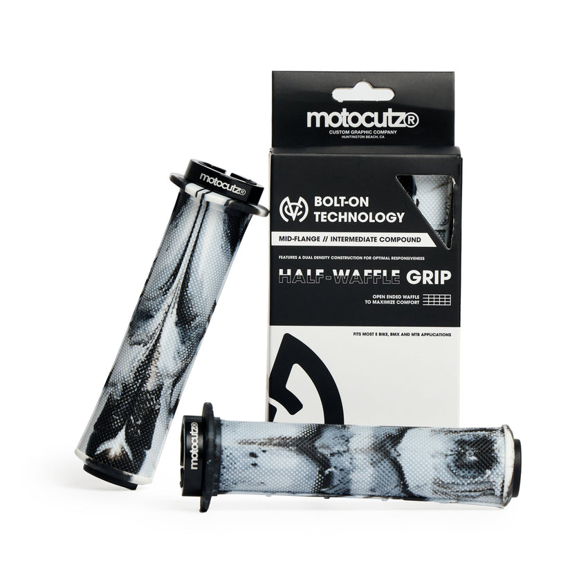 Mid Flange Bolt-On Grips White Dye