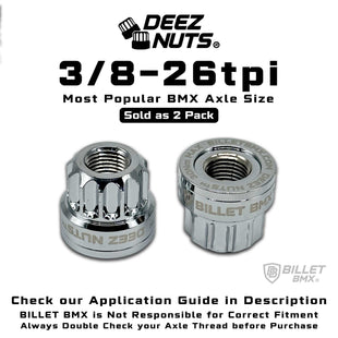 BILLET BMX Axle Nuts Deez Nuts 12 Point Bike Axle Nuts 3/8"-26tpi (2-Pack) - Zoozbikes